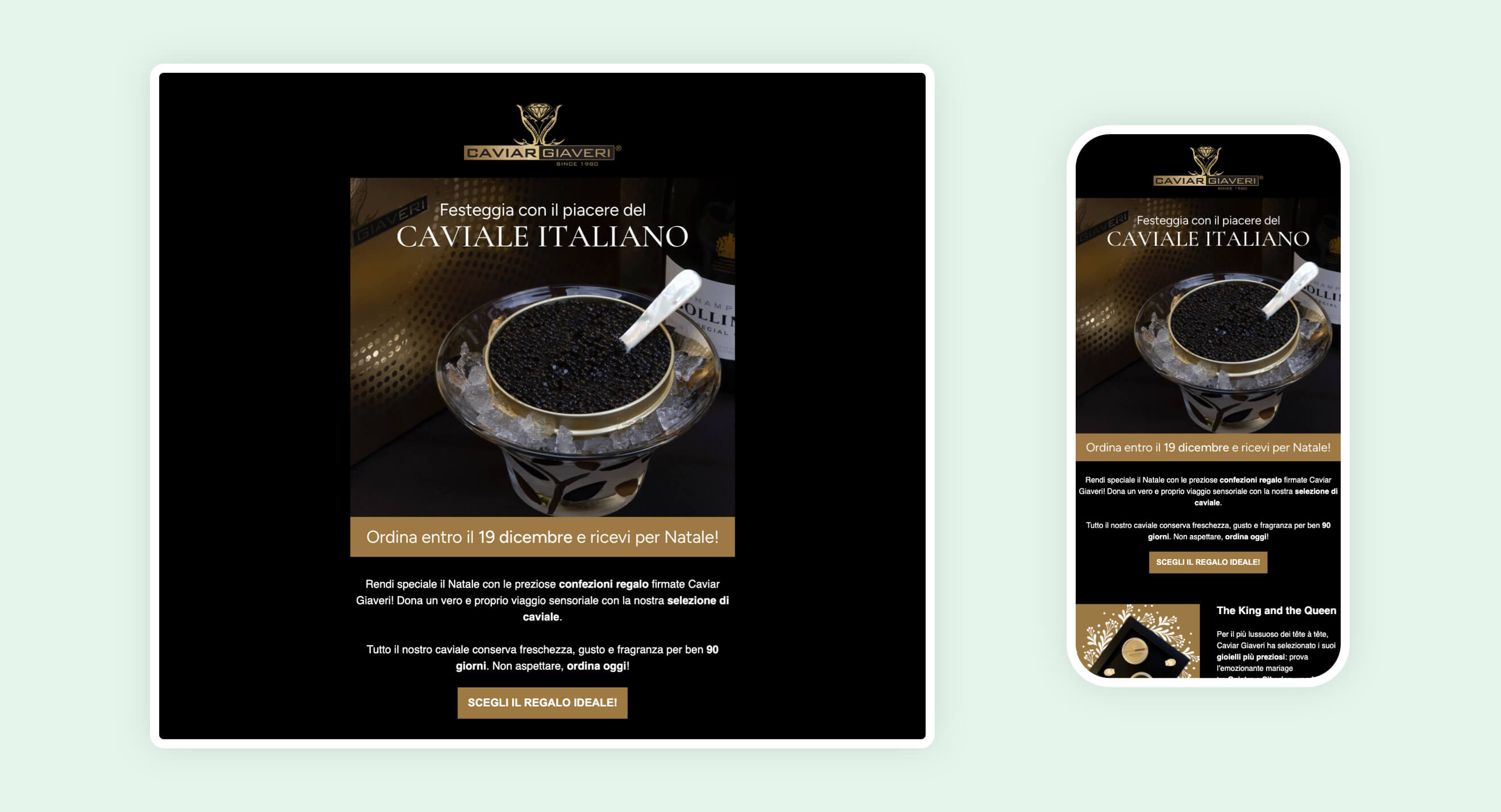 Servizio newsletter per Caviar Giaveri