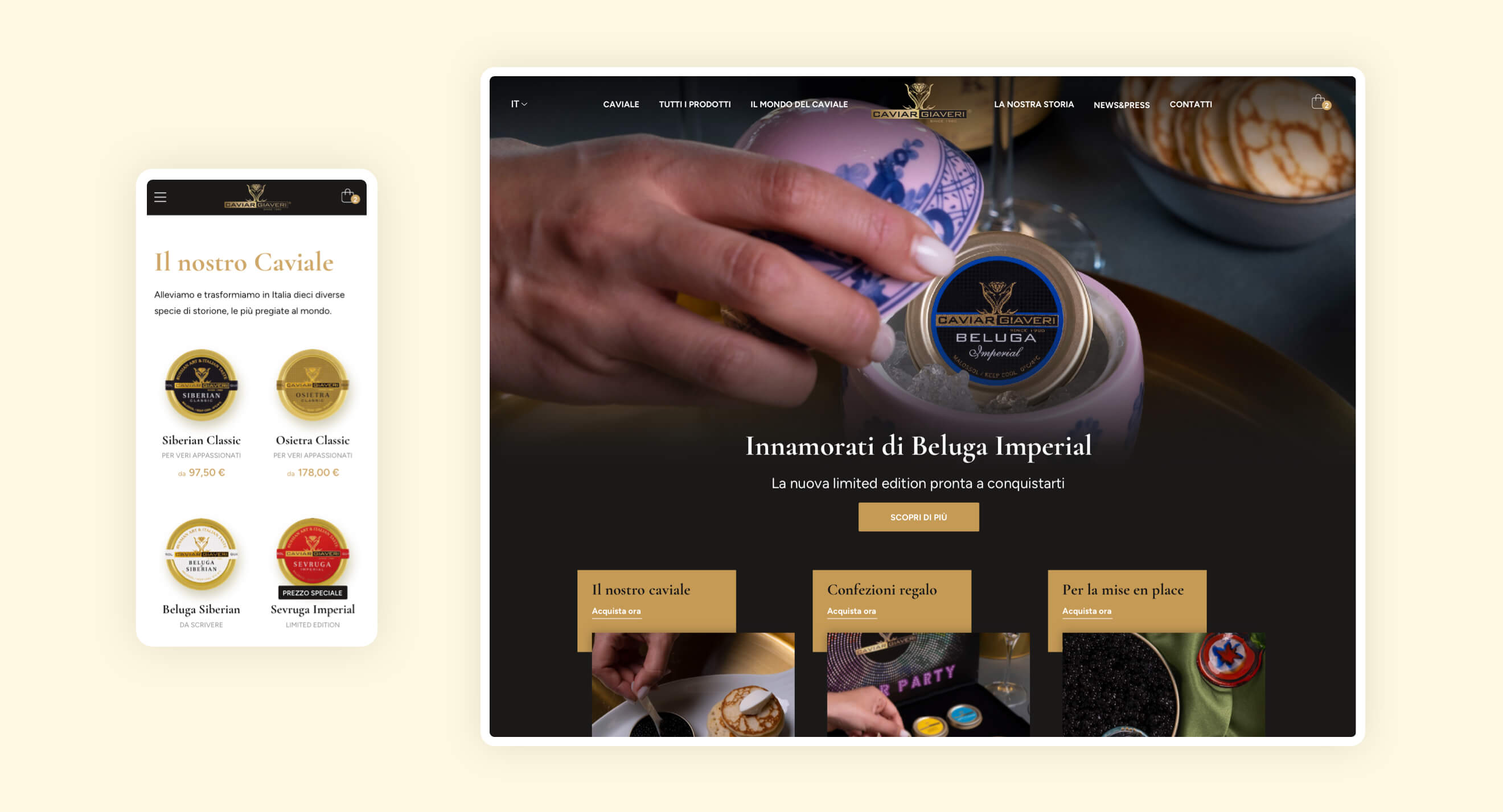 Redesign sito web e-commerce Caviar Giaveri
